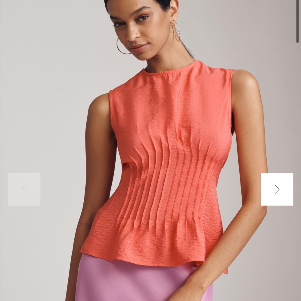 Anthropologie pleated top red/coral NWT $88